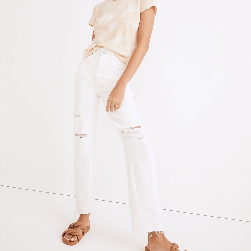 LIKE NEW Madewell The Perfect Vintage Straight Jean - Ripped-Knee Edition